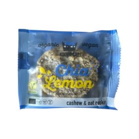   Kookie Cat kesudiós zabkeksz chia maggal és citrom 50g kóser és vegán minősítéssel