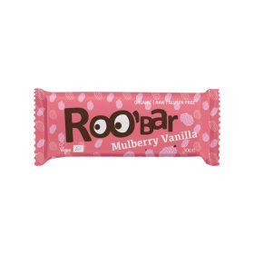   Roobar Bio gyümölcsszelet fehér eper és vanília 30g vegán minősítéssel