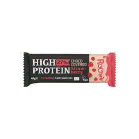   Roobar Bio Protein Szelet földieper, csokoládébevonattal 40g vegán minősítéssel