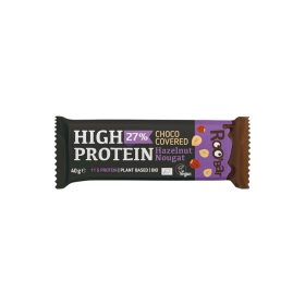   Roobar Bio Protein Szelet Mogyoró-Nugát bevonattal 40g vegán minősítéssel